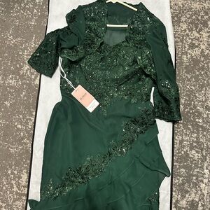 JJs House Dark Green Long Sleeve Dress